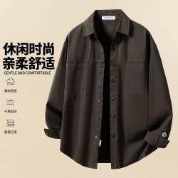马克华菲 休闲时尚男款长袖上衣百搭春秋户外简约翻领开衫外套潮流男式衬衫