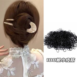 新中式U型盘发女2024新款丸子头盘发簪+100根小皮筋