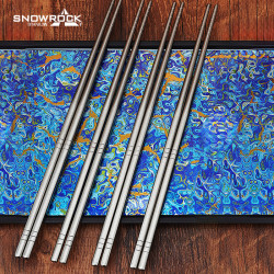 SNOW ROCK 四双装)纯钛228mm磨砂筷子