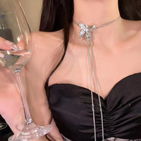 土拉兔 合金项链 抽拉蝴蝶项链女2023新爆款锁骨链潮轻奢百搭颈链