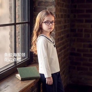 jellybaby 女童翻领长袖T恤