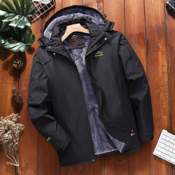 秋冬季中老年男士加绒加厚户外加肥加大码防水防风休闲防寒棉衣
