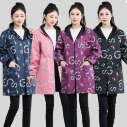 防水防污围裙外穿中长款长袖时尚工作服加厚韩版成人罩衣耐脏大褂