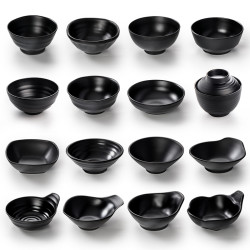 五毫 密胺餐具塑料带柄小碗蘸料碗仿瓷食堂带盖饭碗商用火锅蘸料调料碗