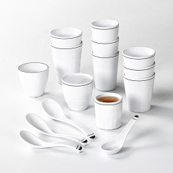 密胺餐具餐厅饭店火锅店防摔树脂杯子仿瓷杯白色水杯塑料茶杯商用