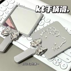 新款Kitty手柄轻奢高级便宜便捷补妆镜少女心小镜子手持化妆外出