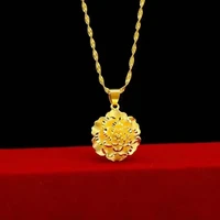 金色吊坠女气质甜美花吊坠加长项链女款时尚百搭首饰送礼饰品