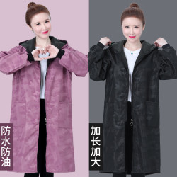 加长款加绒大人罩衣女过膝防水厨房围裙男士加厚保暖外套工作服冬