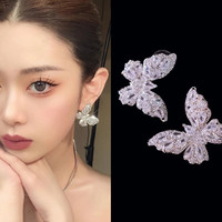 合金耳饰 2486莎莎婚嫁饰品新款蝴蝶耳夹无耳洞耳环气质百搭满钻