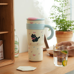 肆月 带盖保温杯冰霸吸管杯可爱大容量便携喝水杯学生2824