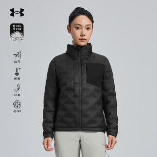 安德玛 户外轻薄胶囊羽绒服女秋冬新款保暖防风立领外套女冲锋衣内胆 漫暮黑 L