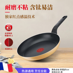 特福 平底锅 含钛煎锅不粘锅 2-3人用27cm