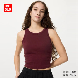 优衣库 Bra短背心女装/加杯背心辣妹风带胸垫内搭477744 482197 482197/18暗红色 XL