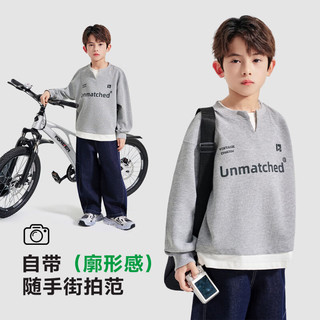 罗蒙 男童假两件棒球服外套 灰色 120cm
