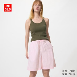优衣库 麻混纺舒适短裤女装485575 11 粉红色 S