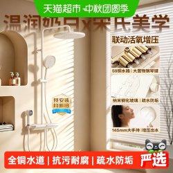 箭牌 卫浴奶白增压恒温淋浴花洒套装家用浴室铜钢琴键 1套
