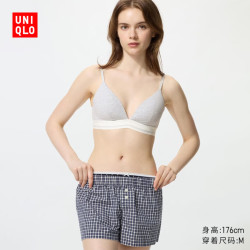 优衣库 棉质无钢圈文胸女装488145 03 灰色 M 推荐D65 B70 C70 D70 A75 B75