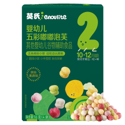 英氏 婴幼儿五彩嘟嘟泡芙蔬果味 婴儿宝宝零食辅食缤纷手指泡芙条16g