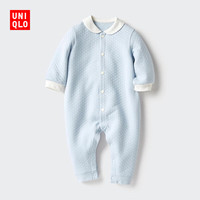 优衣库 婴幼儿压线爬爬服/长袖宝宝/连体衣488902 60 浅蓝色 70cm