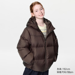 优衣库 童装男童女童羽绒连帽外套外套夹克486624 38 深褐色 130