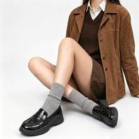 PLUS会员：Pansy 盼喜 女鞋一脚蹬厚底增高舒适透气 26年秋季新款英伦风乐福鞋 4478
