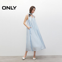 ONLY 秋季优雅浪漫挂脖V领A字系带收腰显瘦长裙连衣裙女