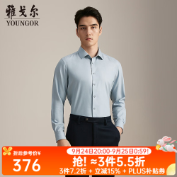 雅戈尔 长袖衬衫男棉混纺DP免烫衬衫抗皱平整有型 灰蓝素色YLDP115637HBA标准版 38