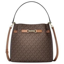 MICHAEL KORS 迈克高仕 Carson 经典老花满印撞色单肩斜挎水桶包