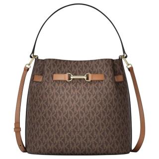 MICHAEL KORS 迈克高仕 Carson 经典老花满印撞色单肩斜挎水桶包