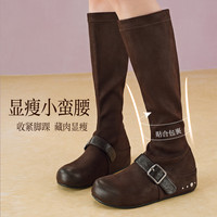 百思图 CV701DG6 弹力靴 咖色单里 39码 女长靴