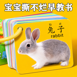 动物卡片早教认知启蒙书儿童一岁宝宝益智玩具婴儿幼识字看图识物