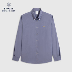 Brooks Brothers 男士秋季修身牛津纺纽扣领logo经典长袖衬衫