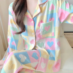 （芳芳惊喜）春季新款甜美长袖长裤可外穿开衫云朵棉家居服套装
