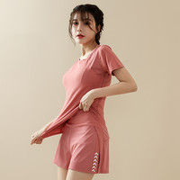 宽松显瘦瑜伽运动套装女衣服薄款跑步防走光夏天裙裤训练健身短袖
