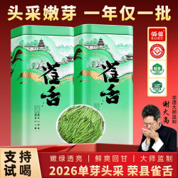 佰儒 绿茶叶雀舌2026新茶明前头采特级茶叶竹叶单芽头青礼盒装送礼200g