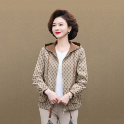 罗蒙 中年妈妈秋装风衣外套新款洋气中老年女装春秋夹克薄款上衣服