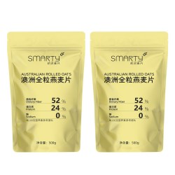 机灵麦片 澳洲全粒纯燕麦片500g*2即食谷物高膳食纤维蛋白质冲泡营养早餐