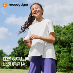 moodytiger 女童短袖T恤26新款夏季吸汗舒适儿童花瓣上衣 云朵白 140 cm