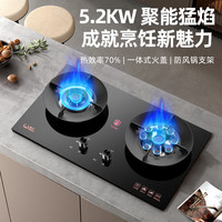 威力 家用鸳鸯灶5.2kW 钢化玻璃+70%热效+鸳鸯九孔猛火