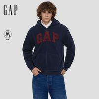 Gap男女装秋季款摇粒绒撞色logo宽松连帽拉链卫衣786693