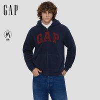 Gap 摇粒绒撞色Logo宽松连帽拉链卫衣