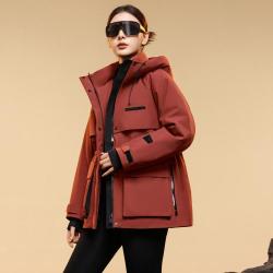 雪中飞 保暖围脖式连帽短款女式羽绒服90%甄选鸭绒百搭