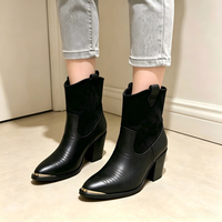 Clarks 高跟秋季简约百搭舒适轻便休闲女靴 黑色 37