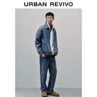 URBAN REVIVO UUY860051 水洗做旧棉质牛仔外套 蓝色 M