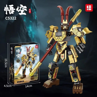 乐乐兄弟 黑神话孙悟空积木齐天大圣机甲模型男孩儿童节日礼物 C5322悟空黑色144颗粒