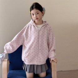 女童外套秋装2026新款女大童洋气时髦连帽卫衣宽松休闲拉链衫开衫