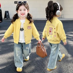嘟嘟 女童早秋外套2026秋季新款小女孩卡通小熊上衣夹克女宝春秋装衣服