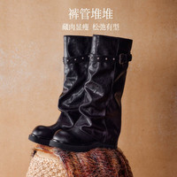 百思图 BX971DG6 粗跟 黑色 36 女长靴