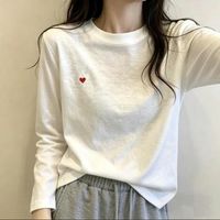 百亿补贴：2026春秋新款长袖t恤女刺绣爱心韩版百搭减龄时尚打底衫上衣女
