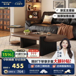帕沙曼 棕意茶几桌中古轻奢高级感客厅家用椭圆茶几小户型边几0.5米6448Y